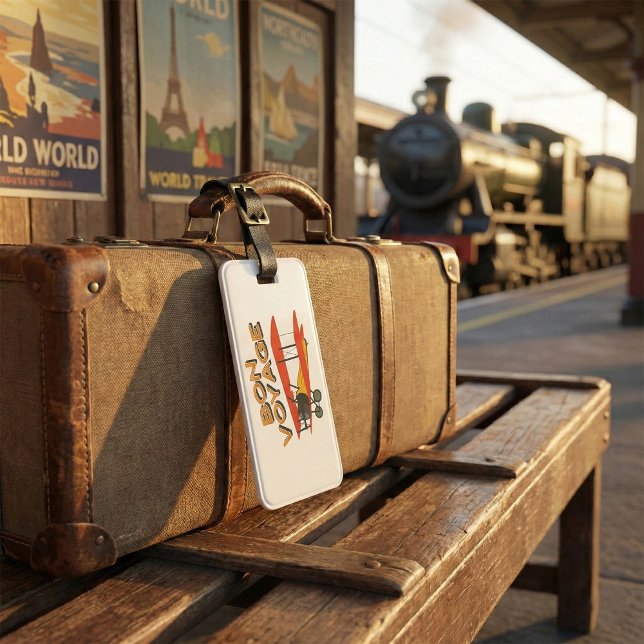 Bon Voyage Biplane Vintages Flugzeug Gepäckanhänger (Von Creator hochgeladen)