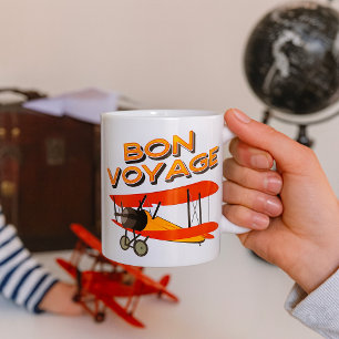 Bon Voyage Biplane Vintages Flugzeug Kaffeetasse