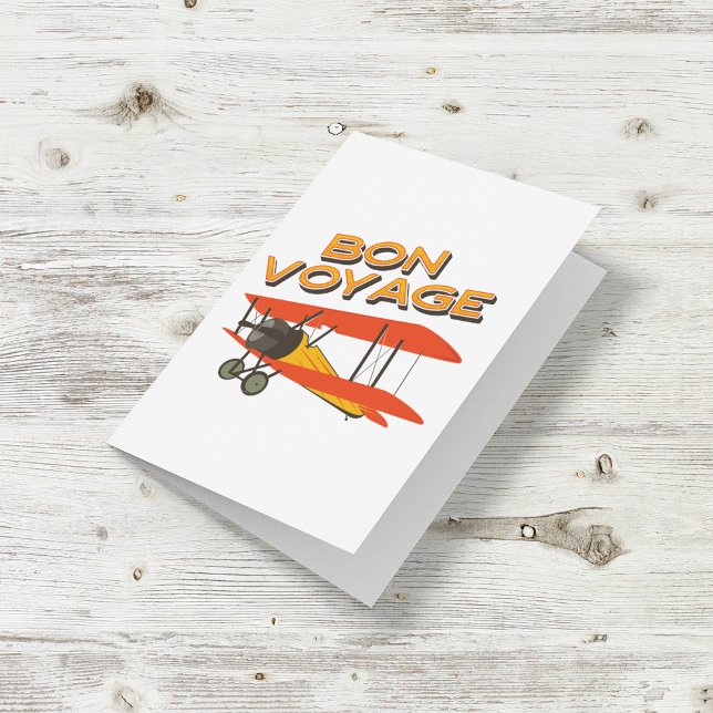 Bon Voyage Biplane Vintages Flugzeug Karte (Von Creator hochgeladen)