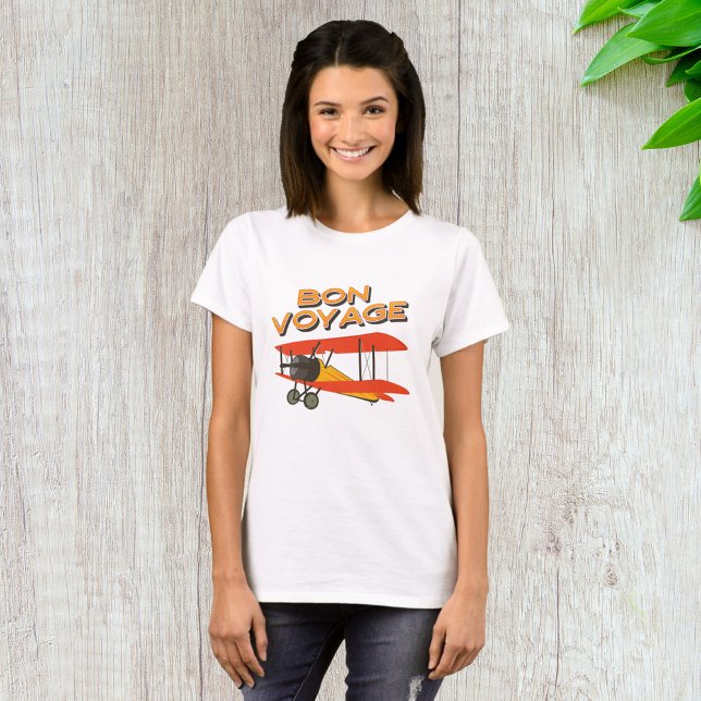 Bon Voyage Biplane Vintages Flugzeug T-Shirt (Von Creator hochgeladen)