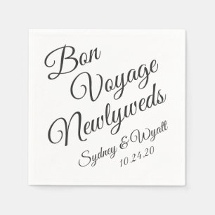 Bon Voyage Black in White Personalisiert Party Nap Serviette