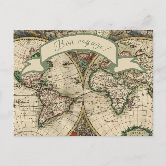 Bon voyage ! Carte du monde vintage (Devant)