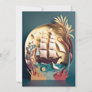Bon voyage et Carte de remerciements, thème navire