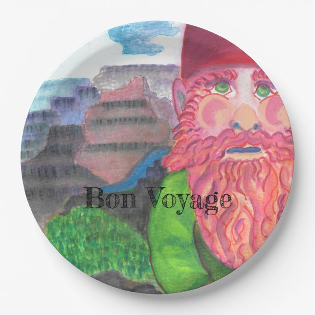 Bon Voyage Gnome Pappteller (Vorderseite)
