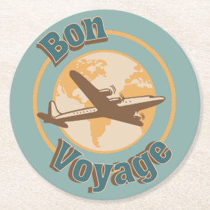 Bon Voyage Lassen Sie uns das Weltdesign bereisen Runder Pappuntersetzer