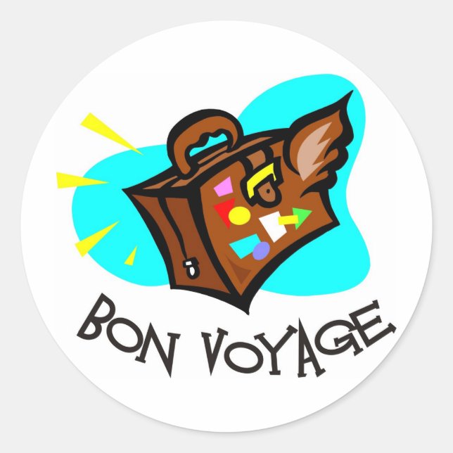 Bon Voyage, machen Sie eine gute Reise! Flügelkoff Runder Aufkleber (Vorderseite)