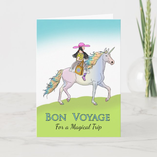 Bon Voyage Magical Trip Unicorn Karte (Vorderseite)
