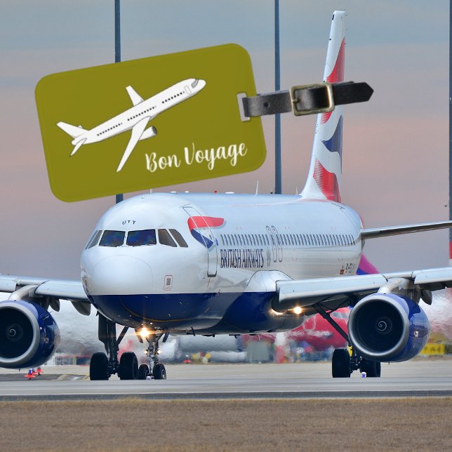 Bon Voyage, Modernes Flugzeug auf Flughafenreise Gepäckanhänger (Von Creator hochgeladen)