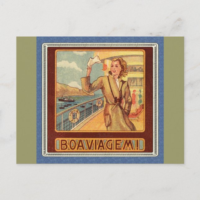 Bon Voyage Ocean Liner Postkarte (Vorderseite)