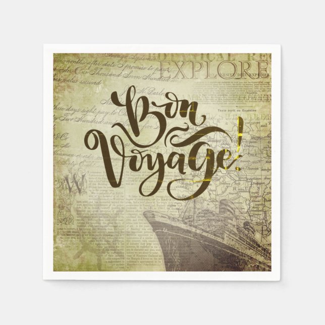 Bon Voyage Paper Party Napkins Serviette (Vorderseite)