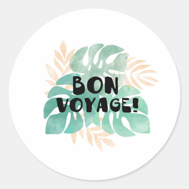 Bon voyage runder aufkleber (Vorderseite)