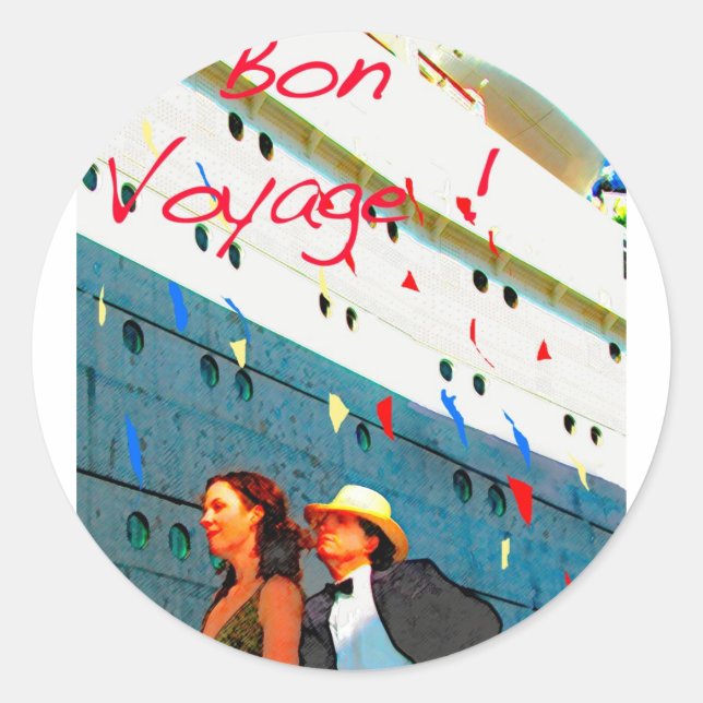 Bon Voyage Runder Aufkleber (Vorderseite)