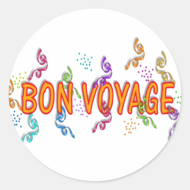 Bon Voyage Runder Aufkleber (Vorderseite)