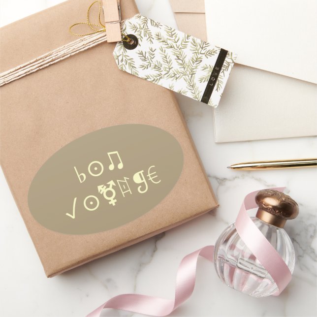 Bön Voyage Segnungen: Schöne Kunst im Text Ovaler Aufkleber (Schenken)