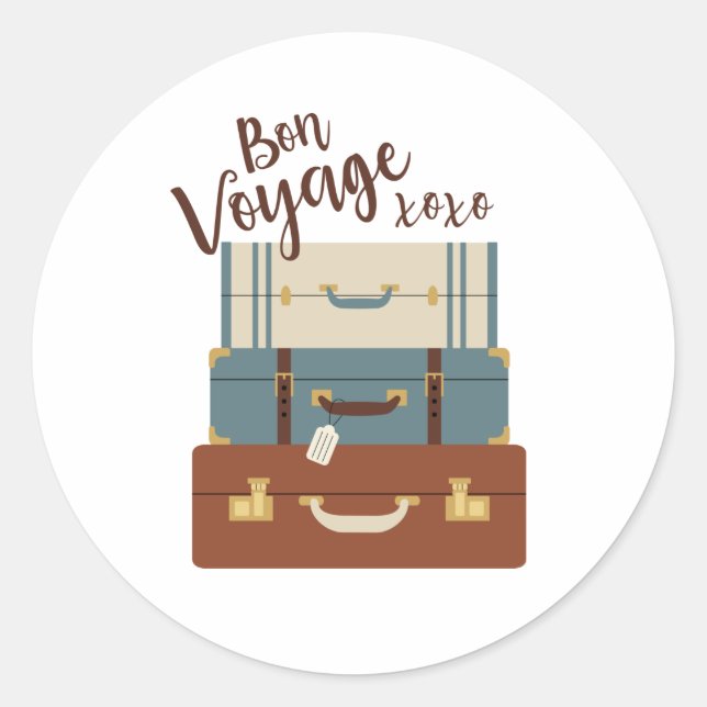 Bon Voyage XOXO Runder Aufkleber (Vorderseite)