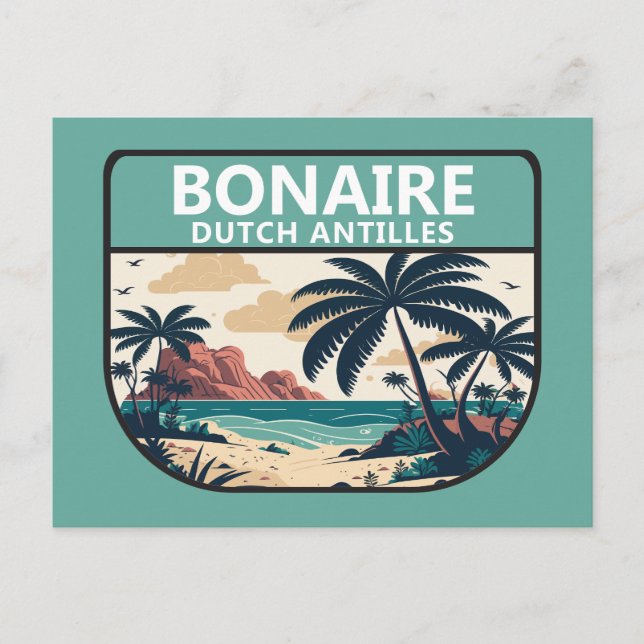 Bonaire Dutch Antilles Retro Emblem Postkarte (Vorderseite)