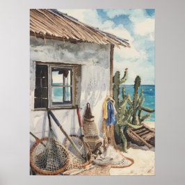 Bonaire Fischhütte Poster