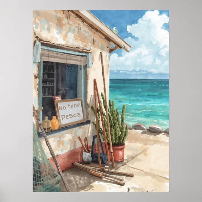 Bonaire Fischhütte Poster (Vorne)