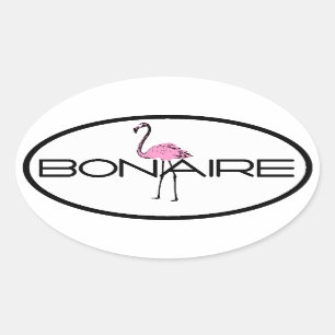 Bonaire Flamingo Ovaler Aufkleber