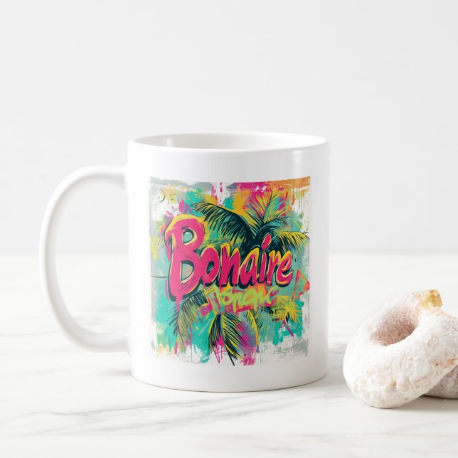 Bonaire Graffiti Vibes: Island Street Art Kaffeetasse (Mit Donut)