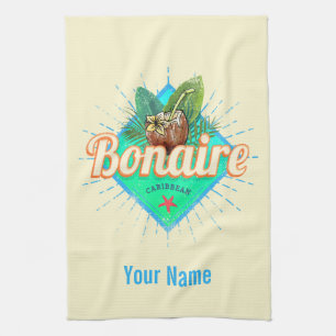 Bonaire Karibik Retro Urlaub Vintage Insel Geschirrtuch