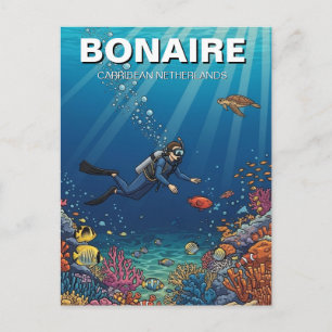 Bonaire Karibische Niederlande Taucher Tauchgang Postkarte