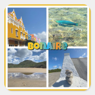 Bonaire Landschaftliche FotoCollage Quadratischer Aufkleber