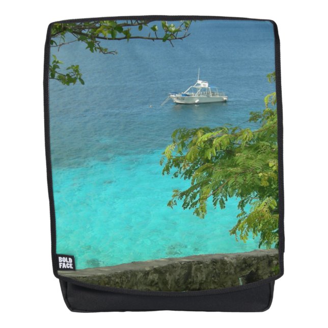 Bonaire Ocean View mit Boat Adult Backpack Rucksack (Vorderseite)
