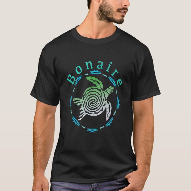 Bonaire Vintag Tribal Turtle T-Shirt (Vorderseite)