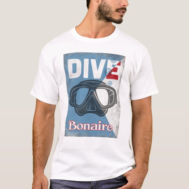 Bonaire Vintage Tauchmaske T-Shirt (Vorderseite)