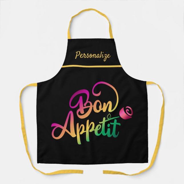 Bonappetitanz Lila Gelbschwarz Kochen Schürze (Vorderseite)
