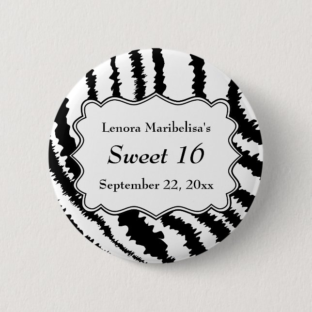 Bonbon16 Zebra-Druck-Muster Button (Vorderseite)