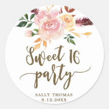 Bonbon 16 boho floral pink Gefälligkeitsaufkleber