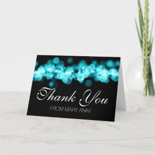 Bonbon 16 danken Ihnen Türkis Bokeh Lichter Dankeskarte