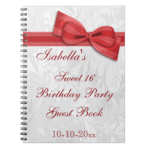Bonbon 16 Geburtstags-Party-Damast und Bogen Notizblock