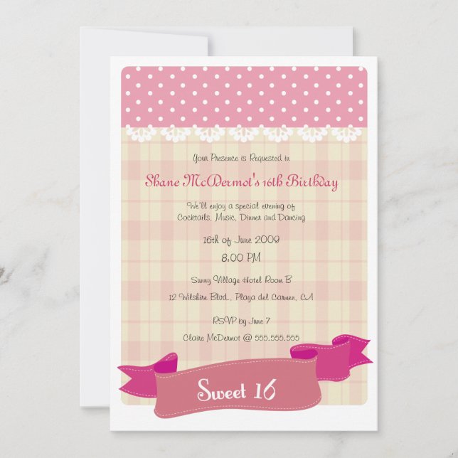 Bonbon 16 Geburtstags-Party Einladung (Vorderseite)