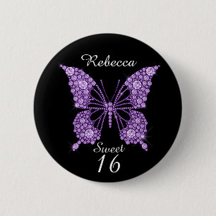 Bonbon-16. Geburtstags-Schmetterling Button