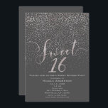 BONBON 16 moderner silbernes Grausechzehn Confetti Einladung<br><div class="desc">BONBON 16 sechzehn moderne silbernes Grauconfetti-Einladungen.</div>