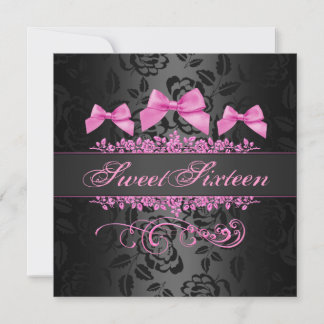 Bonbon 16 rosa u. schwarze einladung