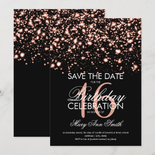 Bonbon 16" Save the Date" Rosen-Gold Einladung
