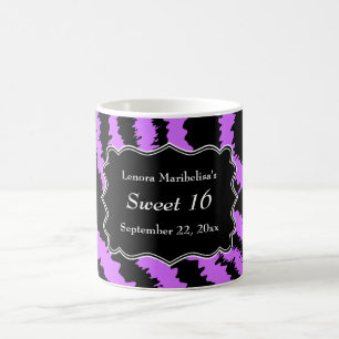 Bonbon 16 schwarzes und lila Zebra-Muster Kaffeetasse