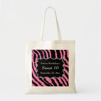 Bonbon 16 schwarzes und rosa Zebra-Muster Tragetasche
