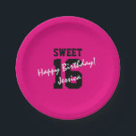 Bonbon 16 sechzehn pappteller<br><div class="desc">Bonbon 16 sechzehn Geburtstags-Partyrosa und schwarzer NeonTeller. WegwerfPartyversorgungen für Mädchen sechzehnten Geburtstag. Personalizable Glückwünsche Mitteilung und Name des Kindes.</div>