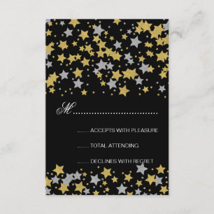 Bonbon 16 UAWG Goldsilber-Glitzer-SternConfetti RSVP Karte