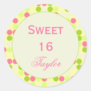 Bonbon autocollant rose et vert de 16