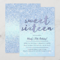 Bonbon bleu à parties scintillantes 16 invitations