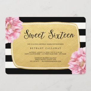 Bonbon chic floral invitation de 16