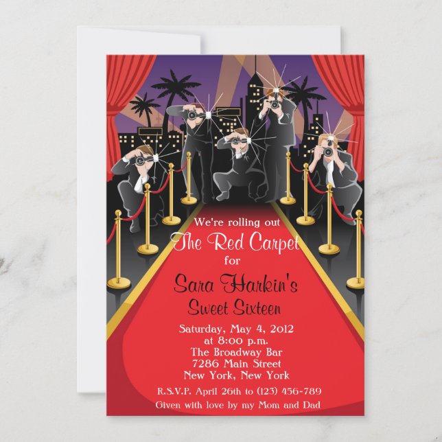 Bonbon de Hollywood de tapis rouge invitation de (Devant)
