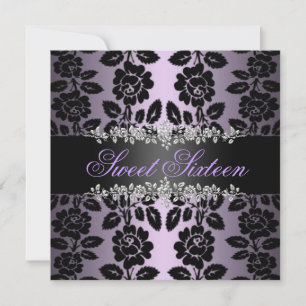 Bonbon floral pourpre et noir invitation de 16