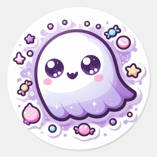 Bonbon Kawaii Fantôme Artisanat Autocollant Vibes  (Devant)